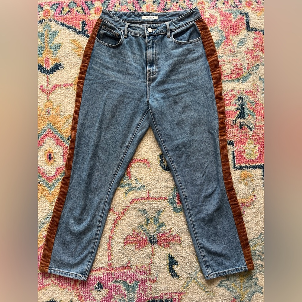 PacSun Medium Wash Corduroy Stripe Mom Jeans Size 28
